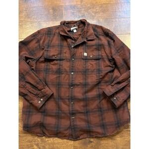 Carhartt Mens Plaid Thick Button Down Flannel Orginal Fit Mens 2XL